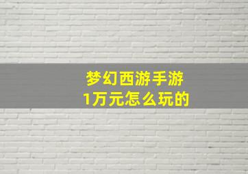 梦幻西游手游1万元怎么玩的