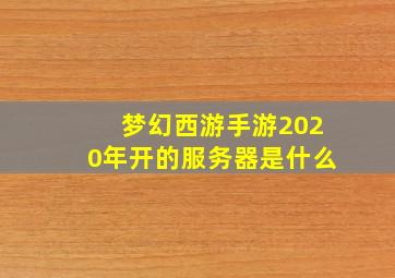 梦幻西游手游2020年开的服务器是什么