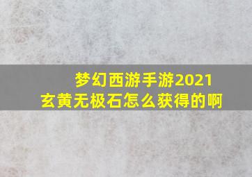 梦幻西游手游2021玄黄无极石怎么获得的啊