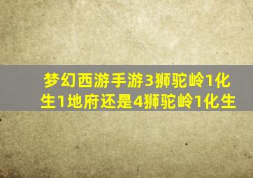 梦幻西游手游3狮驼岭1化生1地府还是4狮驼岭1化生