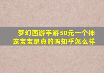 梦幻西游手游30元一个神宠宝宝是真的吗知乎怎么样