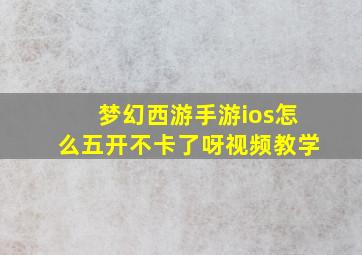 梦幻西游手游ios怎么五开不卡了呀视频教学