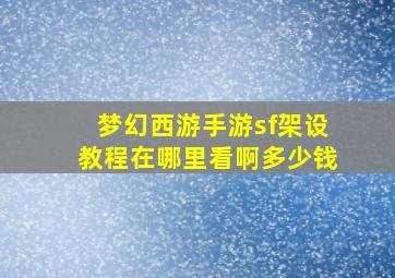 梦幻西游手游sf架设教程在哪里看啊多少钱