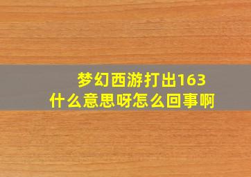 梦幻西游打出163什么意思呀怎么回事啊