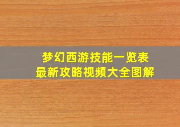 梦幻西游技能一览表最新攻略视频大全图解