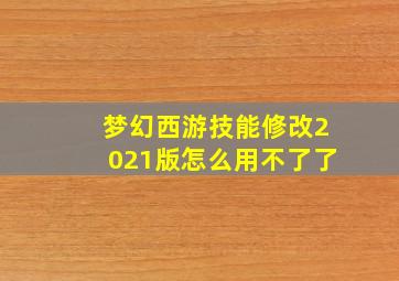 梦幻西游技能修改2021版怎么用不了了