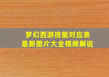 梦幻西游技能对应表最新图片大全视频解说