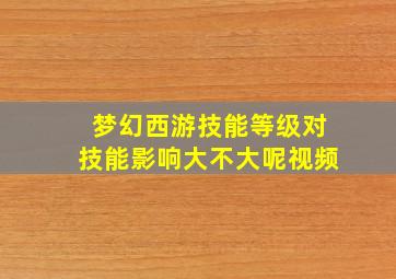 梦幻西游技能等级对技能影响大不大呢视频