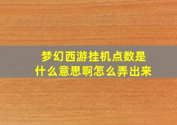 梦幻西游挂机点数是什么意思啊怎么弄出来