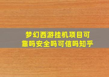 梦幻西游挂机项目可靠吗安全吗可信吗知乎