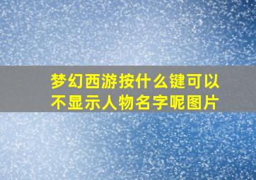 梦幻西游按什么键可以不显示人物名字呢图片