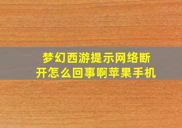 梦幻西游提示网络断开怎么回事啊苹果手机