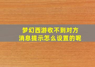 梦幻西游收不到对方消息提示怎么设置的呢