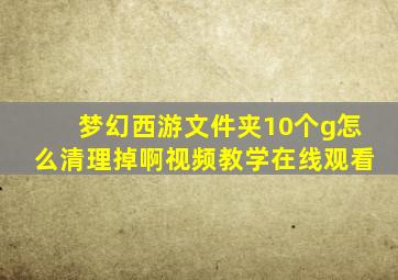 梦幻西游文件夹10个g怎么清理掉啊视频教学在线观看