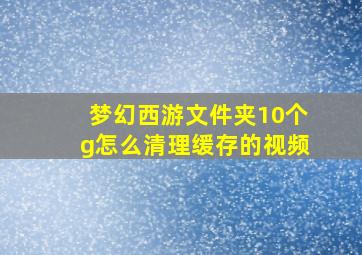 梦幻西游文件夹10个g怎么清理缓存的视频