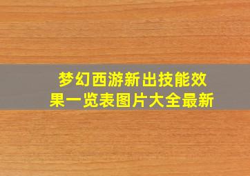 梦幻西游新出技能效果一览表图片大全最新