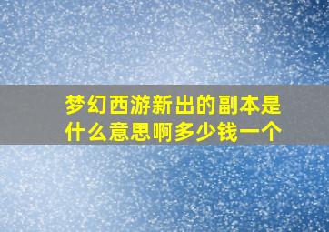 梦幻西游新出的副本是什么意思啊多少钱一个