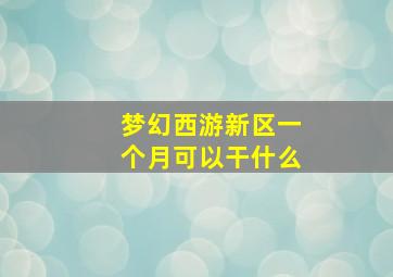 梦幻西游新区一个月可以干什么