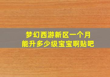 梦幻西游新区一个月能升多少级宝宝啊贴吧