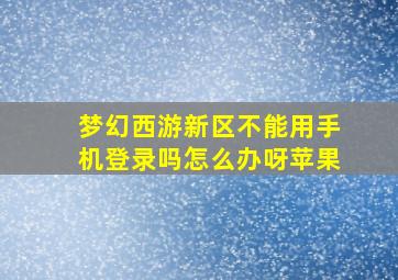 梦幻西游新区不能用手机登录吗怎么办呀苹果