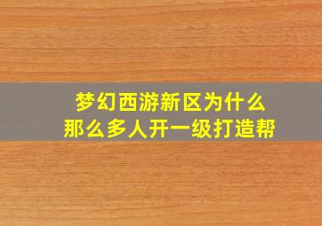 梦幻西游新区为什么那么多人开一级打造帮