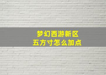 梦幻西游新区五方寸怎么加点