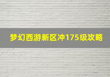 梦幻西游新区冲175级攻略