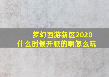 梦幻西游新区2020什么时候开服的啊怎么玩