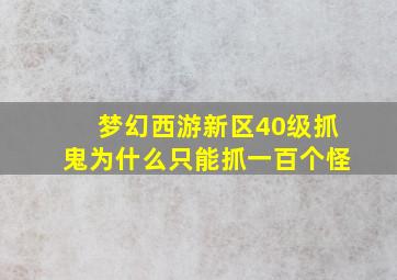 梦幻西游新区40级抓鬼为什么只能抓一百个怪