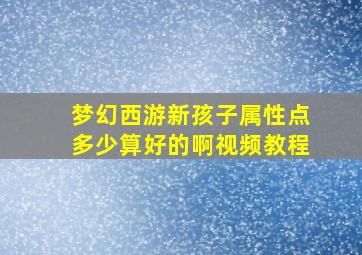 梦幻西游新孩子属性点多少算好的啊视频教程