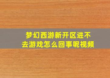 梦幻西游新开区进不去游戏怎么回事呢视频