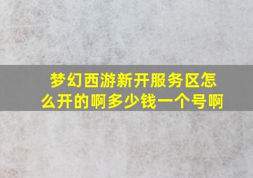 梦幻西游新开服务区怎么开的啊多少钱一个号啊