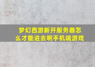 梦幻西游新开服务器怎么才能进去啊手机端游戏