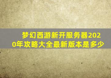 梦幻西游新开服务器2020年攻略大全最新版本是多少