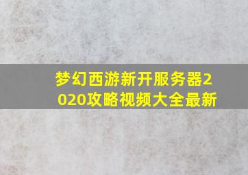 梦幻西游新开服务器2020攻略视频大全最新