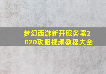 梦幻西游新开服务器2020攻略视频教程大全