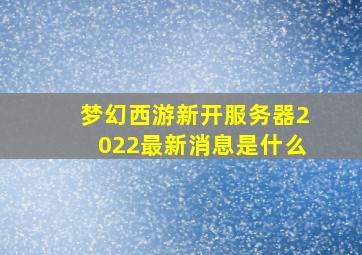 梦幻西游新开服务器2022最新消息是什么