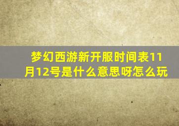 梦幻西游新开服时间表11月12号是什么意思呀怎么玩