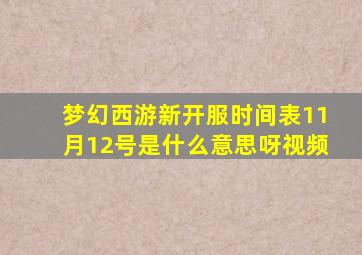 梦幻西游新开服时间表11月12号是什么意思呀视频