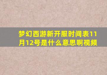 梦幻西游新开服时间表11月12号是什么意思啊视频