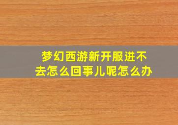 梦幻西游新开服进不去怎么回事儿呢怎么办