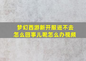 梦幻西游新开服进不去怎么回事儿呢怎么办视频