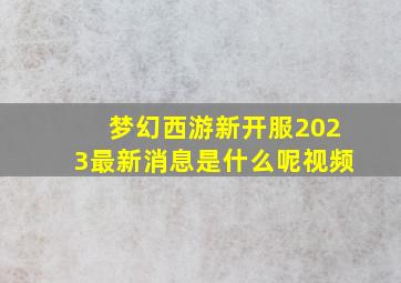 梦幻西游新开服2023最新消息是什么呢视频