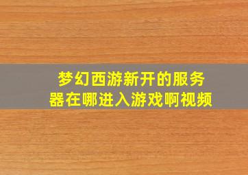 梦幻西游新开的服务器在哪进入游戏啊视频