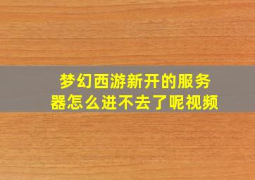 梦幻西游新开的服务器怎么进不去了呢视频