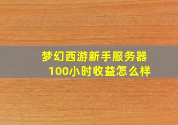 梦幻西游新手服务器100小时收益怎么样