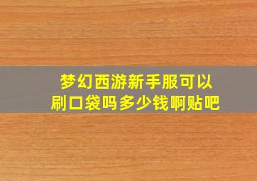 梦幻西游新手服可以刷口袋吗多少钱啊贴吧