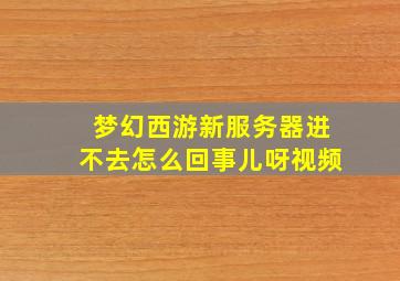 梦幻西游新服务器进不去怎么回事儿呀视频