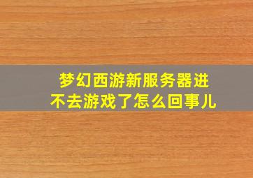 梦幻西游新服务器进不去游戏了怎么回事儿