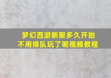 梦幻西游新服多久开始不用排队玩了呢视频教程